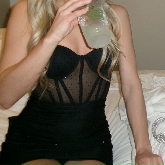 Windsor Black Mesh Detail Dress - Picture 7 of 7